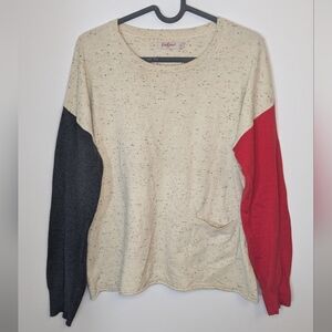 Cath Kidston Sz M Speckled Drop Shoulder Contrast Sleeve Sweater Wool Blend